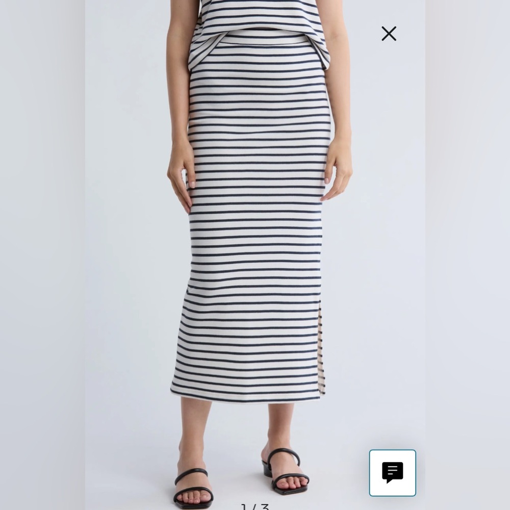 Splendid Navy and White MIDI Pencil Skirt